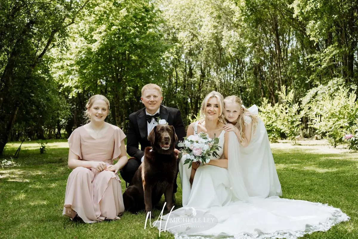 Dog joining wedding ceremony at Tree Top Escape, North Devon