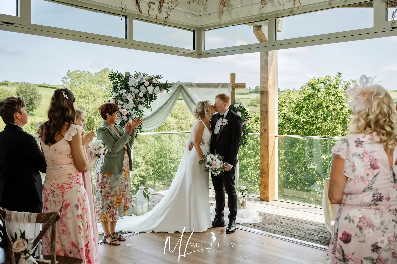 An intimate wedding ceremony in The Nest at Tree Top Escape, North Devon